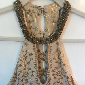 Urban Outfitters gold beaded backless dress